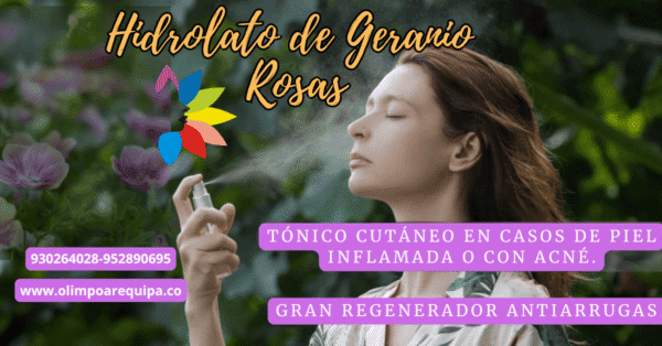 Hidrolato de Geranio Rosas OLIMPO – 1 Litro (Malva Rosa 100% Natural)